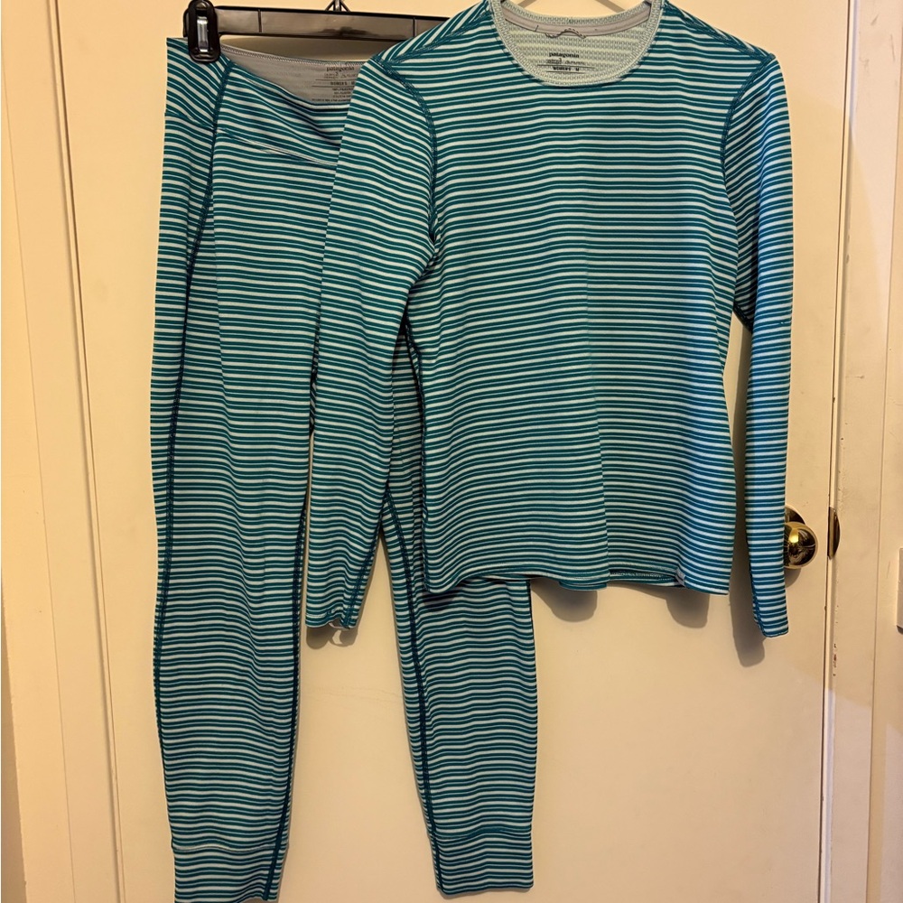 Patagonia Women's Capilene Midweight Top in Teal and Gray